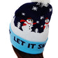 Christmas Single Pom Cuffed Beanie. Let it snow blue