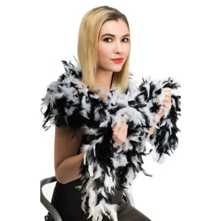 Black White Deluxe Turkey Feather Boa