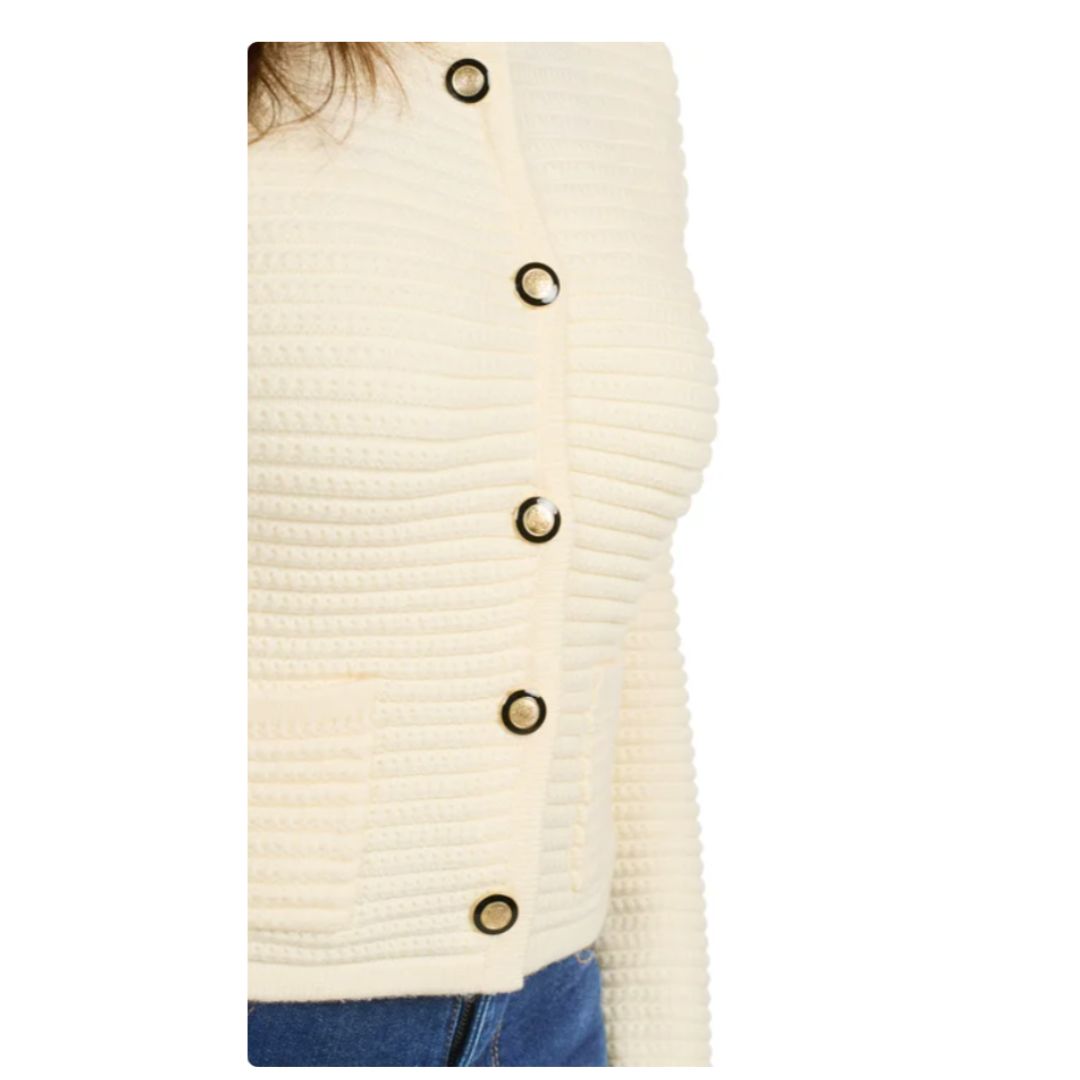 Hilary Radley Button Front Cardigan Beige