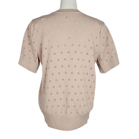 Karl Lagerfeld Short Sleeve Sweater. Champagne Polka Dot