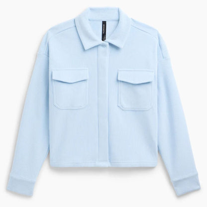 Mondetta Women's Cropped Corduroy Texture Shirt - Light Blue