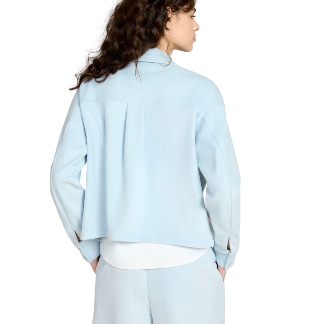 Mondetta Women's Cropped Corduroy Texture Shirt - Light Blue