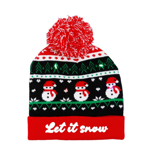 Christmas Single Pom Cuffed Beanie. Let it snow