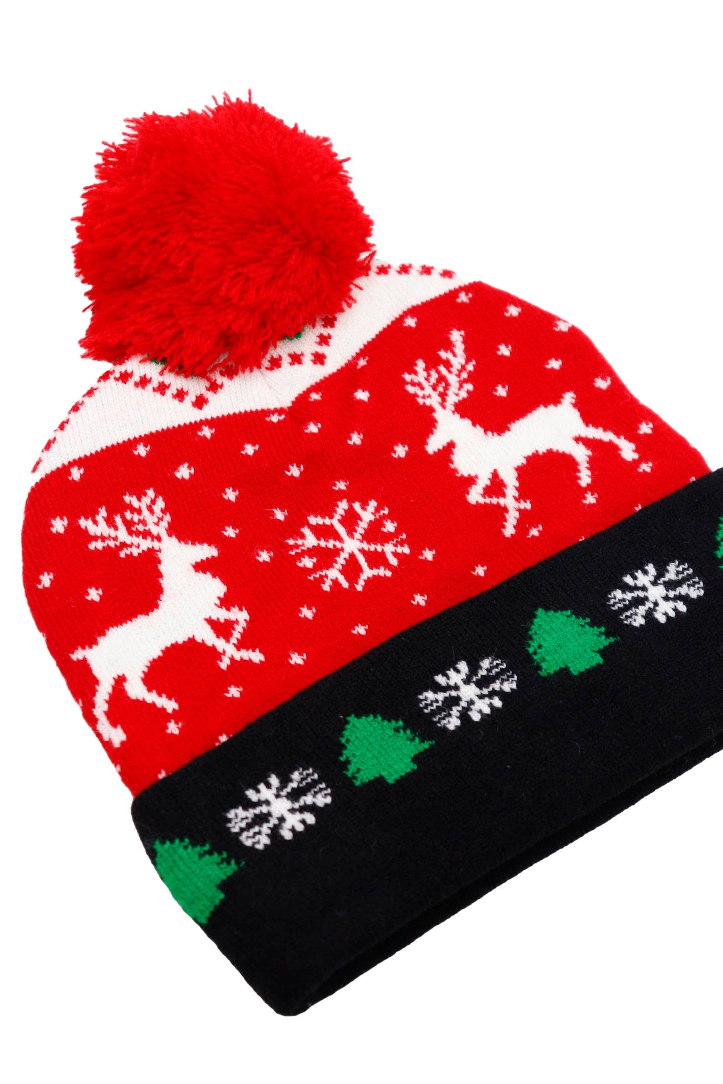 Christmas Festive Single Pom Cuffed Beanie