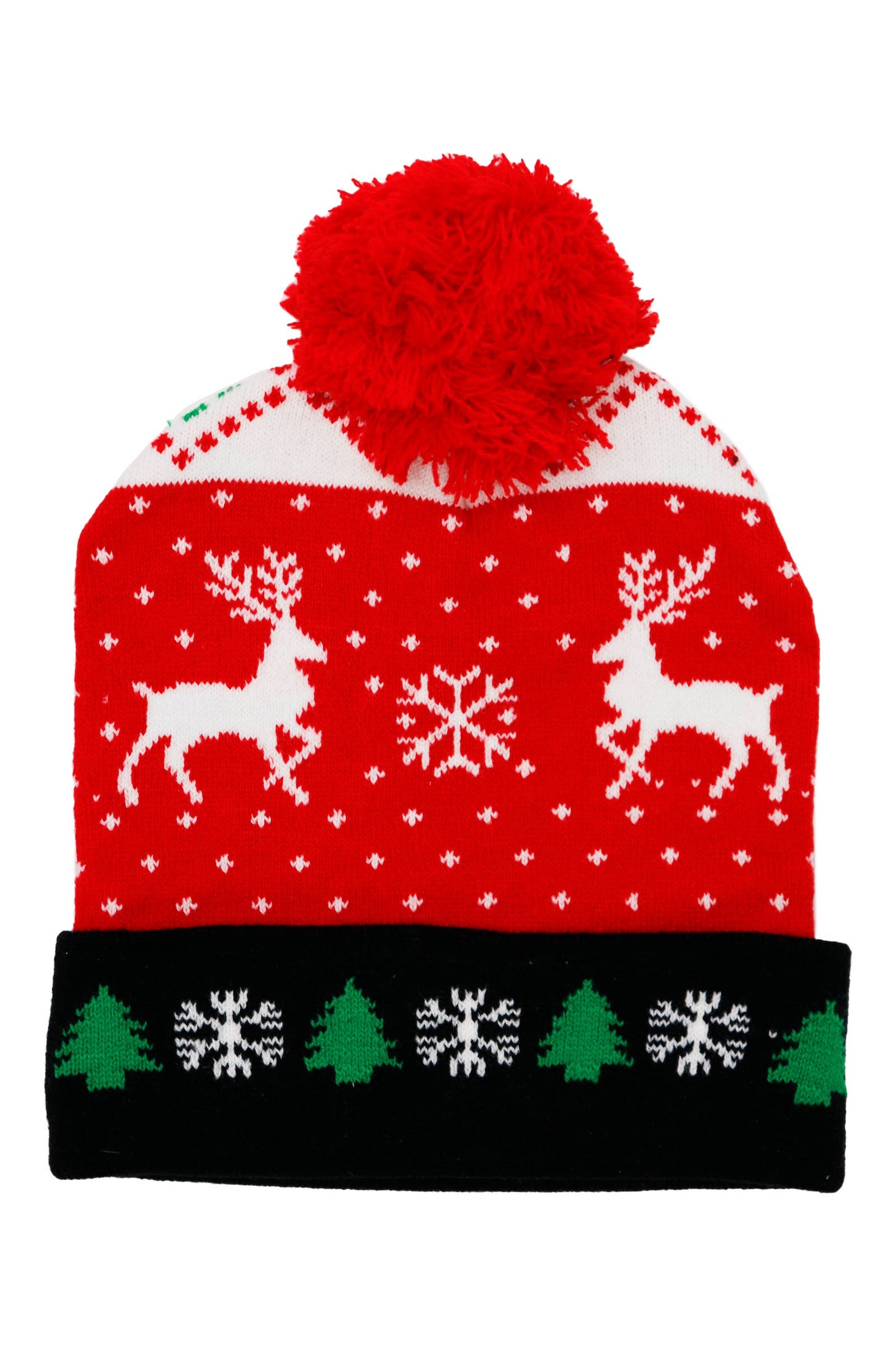 Christmas Festive Single Pom Cuffed Beanie