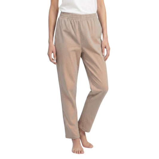 100% Cotton Straight-Leg Pull-On Pants. Beige.