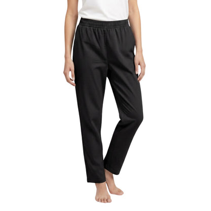 100% Cotton Straight-Leg Pull-On Pants. Black.