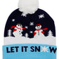 Christmas Single Pom Cuffed Beanie. Let it snow blue