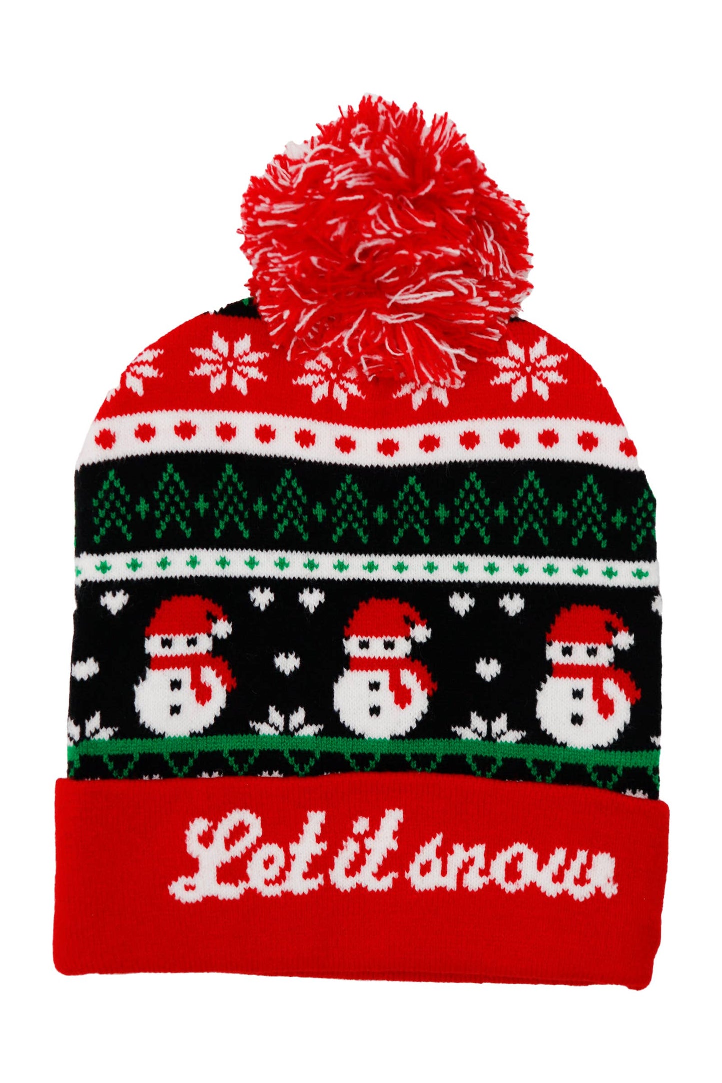Christmas Festive Single Pom Cuffed Beanie