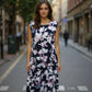Floral Navy & Pink Sleeveless Dress