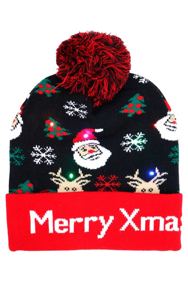 Adults Christmas Led Light-up Cuffed Beanie: ASSORTED / ONE SIZE