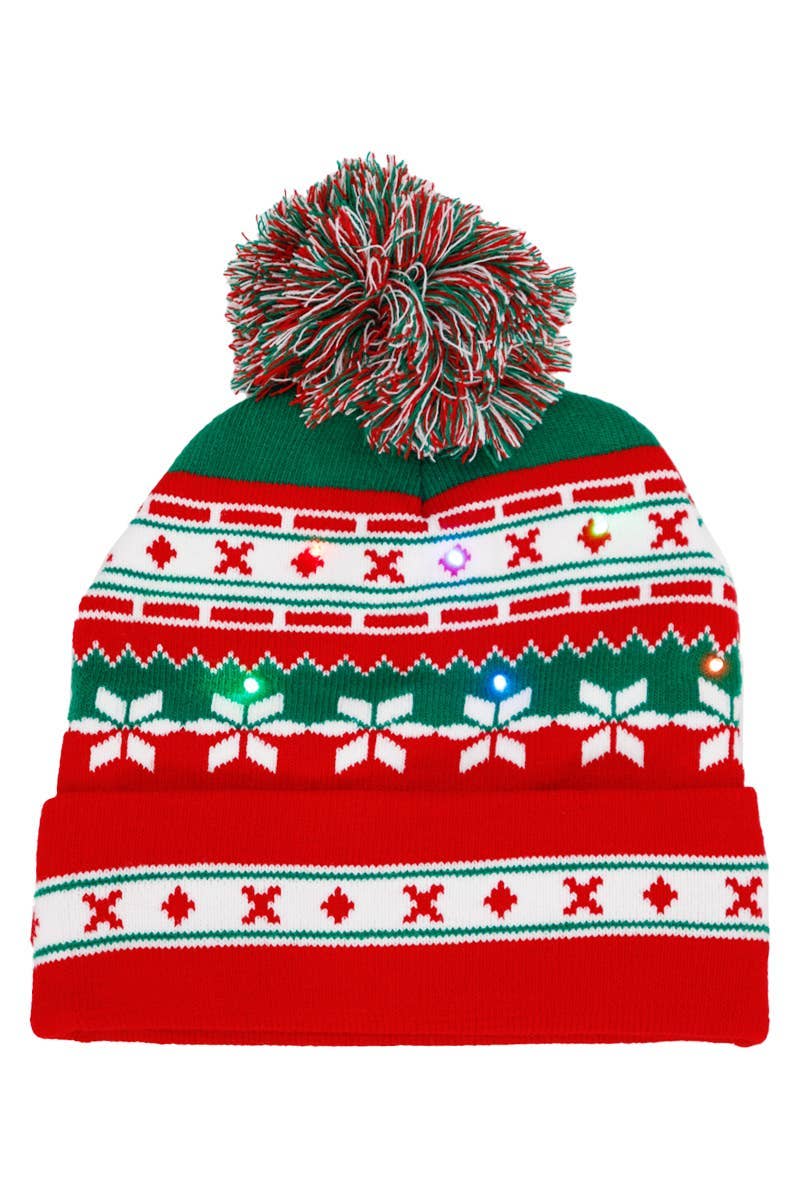Adults Christmas Led Light-up Cuffed Beanie: ASSORTED / ONE SIZE