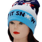 Christmas Single Pom Cuffed Beanie. Let it snow blue