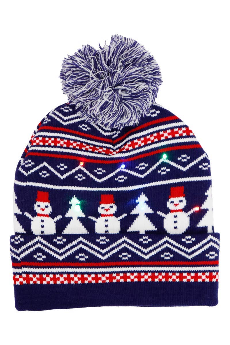 Adults Christmas Led Light-up Cuffed Beanie: ASSORTED / ONE SIZE
