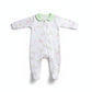 Infant Sleeper - Pink & Green "ladies" print with green collar