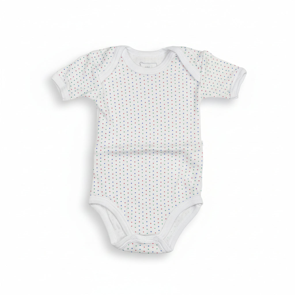 Infant Short Sleeve Bodysuit/Onesie Red & Blue Dots