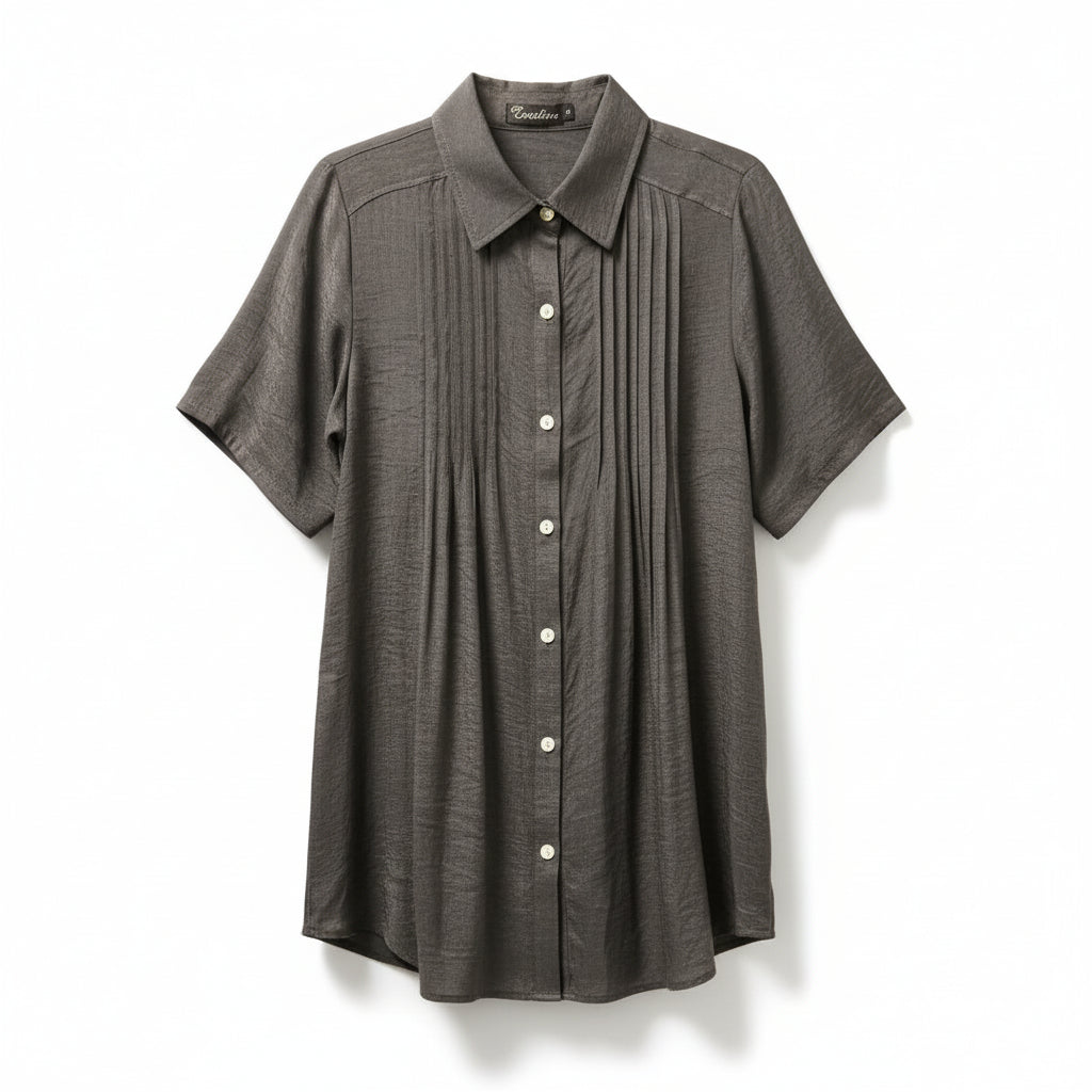 Black Button-Up Tunic with Adjustable Side Tabs