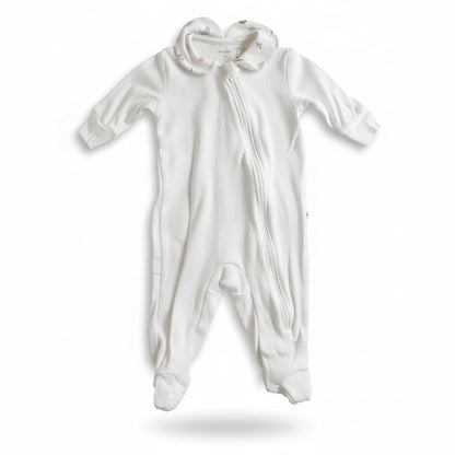Infant Sleeper - White with birds print collar