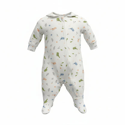 Infant Sleeper - Birds print with plain collar
