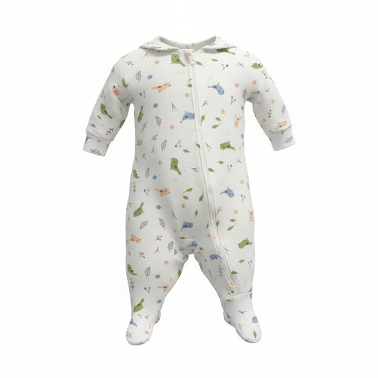 Infant Sleeper - Birds print with plain collar