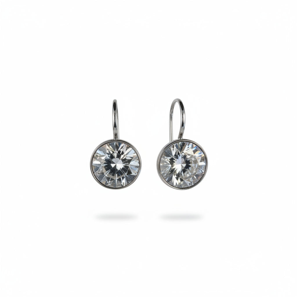 Round Swarovski® Crystal Leverback Earrings