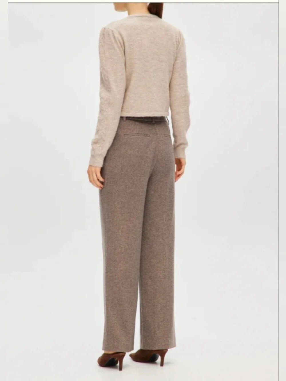 Hilary Radley Straight Leg Pants Taupe Herringbone