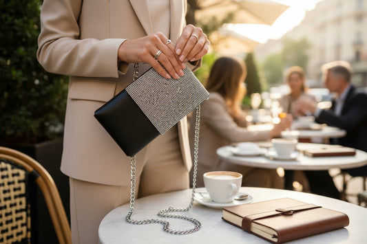 Compact sparkle Crossbody purse. Silver