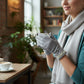 Pearl-Embellished Faux Fur Lined Gloves - Light Grey