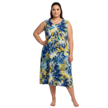 Peacock Feathers Print Sleeveless Dress by Julia Divina