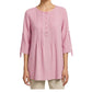 100% Cotton Pleated Longline Top by Fiori. Pink