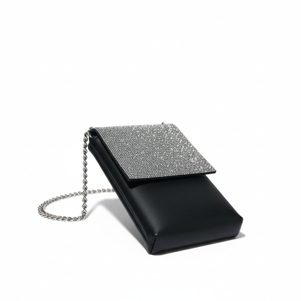 Compact sparkle Crossbody purse. Silver
