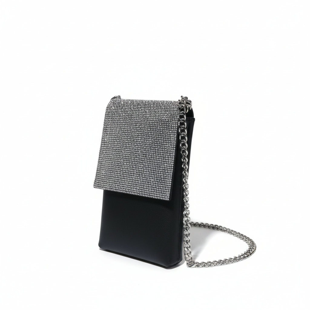 Compact sparkle Crossbody purse. Silver
