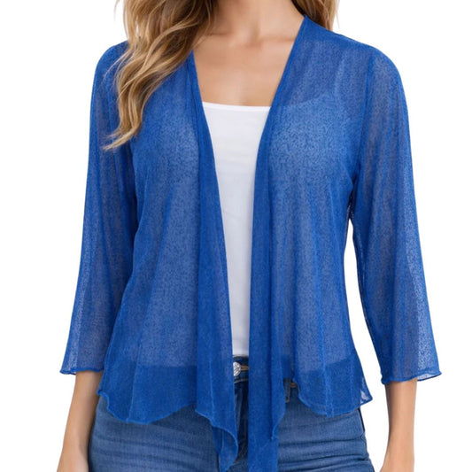 CREATION SOLID MESH BOLERO - ROYAL BLUE