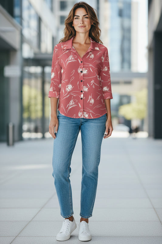 Coral and Cream Blouse by Creation