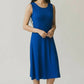 Solid Fit & Flare Sleeveless Dress by Fiori. Blue