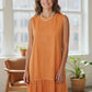 Sleeveless Hi-Low Cotton Dress – Orange