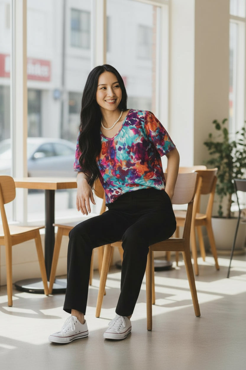Watercolour Floral Vibrant Made in Canada top