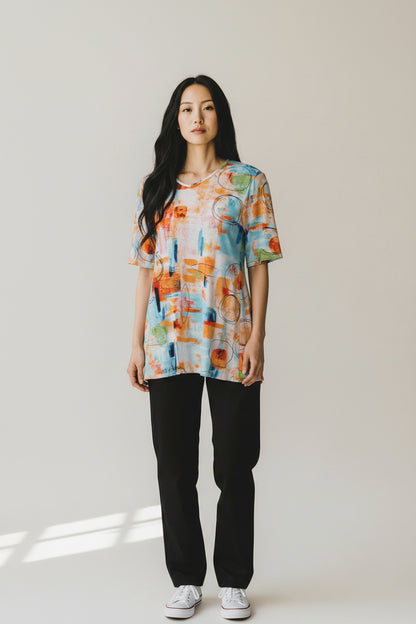 Abstract Energy Short Sleeve Top