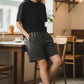 Effortless Cotton Drawstring Shorts. Black