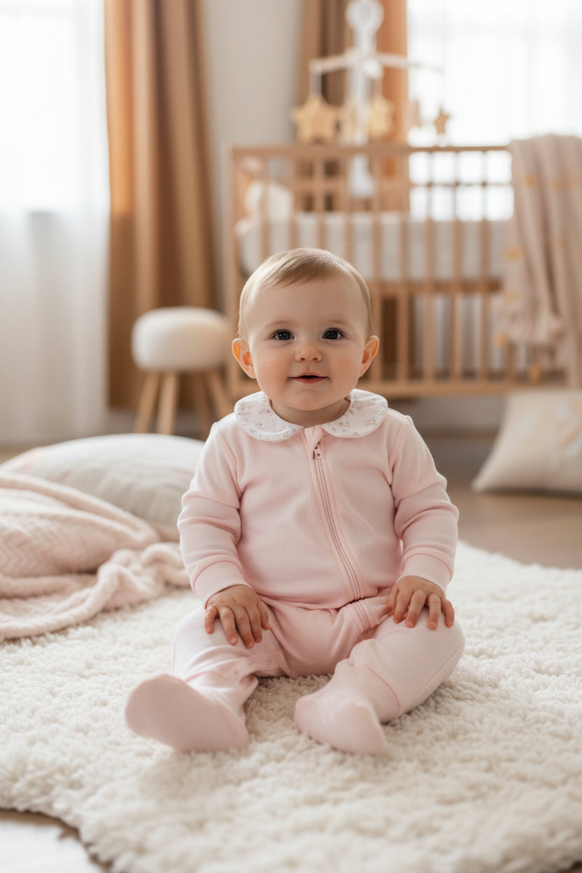 Infant Sleeper - Pink with collar