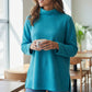 Flutter Neck Pullover. Turquoise