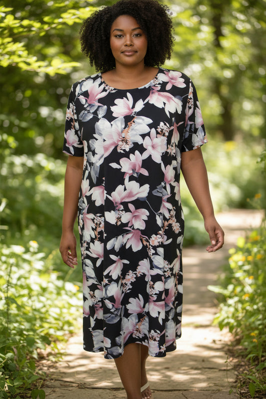 Floral Navy & Pink Dress