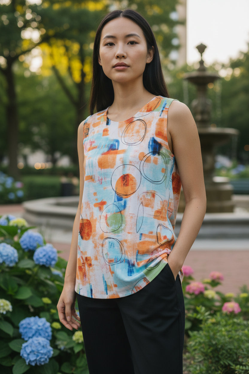 Abstract Energy Sleeveless Top