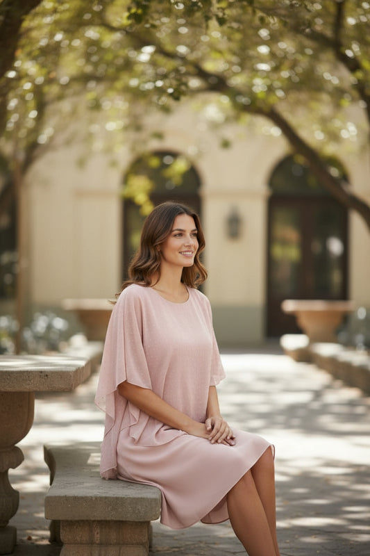 Chiffon Overlay Dress - Blush Pink