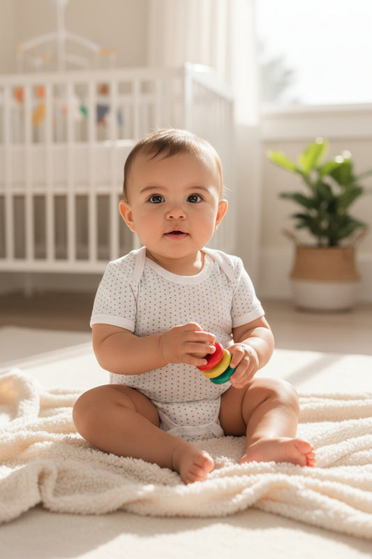 Infant Short Sleeve Bodysuit/Onesie Red & Blue Dots