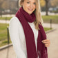 Vegan Cashmere Long Wrap Scarf Burgundy