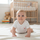Infant Short Sleeve Bodysuit/Onesie White with red logo