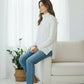 Flutter Neck Pullover. White