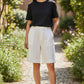 100% Linen Bermuda Shorts – White