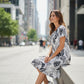 Floral White & Black Dress